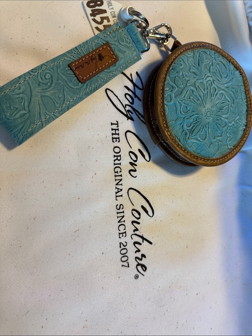 Betty Boop Teal Floral Embossed Wristlet Keychain with Coin Pouch